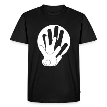 Jeu d’ombres Mains d’ombre Lapin - T-shirt Premium bio Homme - noir - Devant - Nico (187cm)