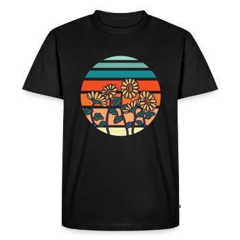 Tournesols Fleurs Rétro Fleuriste - T-shirt Premium bio Homme - noir - Devant - Nico (187cm)