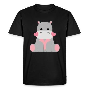 Cute Hippo Kids - Men's Premium Organic T-Shirt - black - Front - Nico (187cm)