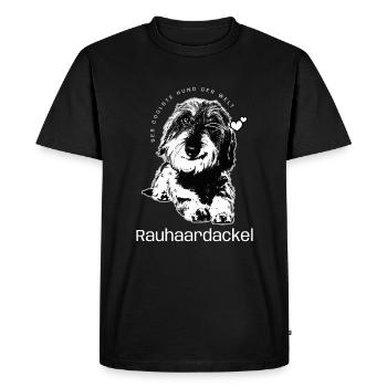 Cool Dog Wire-haired Dachshund Dogs - Men's Premium Organic T-Shirt - black - Front - Nico (187cm)