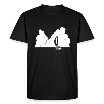Sailing on calm seas with clouds - Men's Premium Organic T-Shirt - black - Front - Nico (187cm)