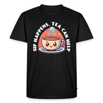 SIP HAPPENS, LE THÉ PEUT AIDER - T-shirt Premium bio Homme - noir - Devant - Nico (187cm)