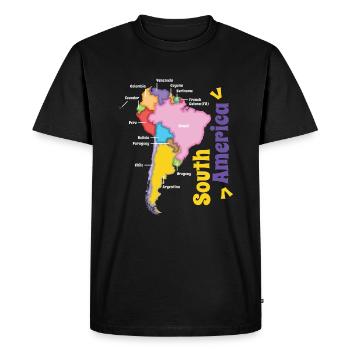 Colorful map of South America - Men's Premium Organic T-Shirt - black - Front - Nico (187cm)