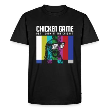 Chicken Game Don ́t Look At The Chicken - Men's Premium Organic T-Shirt - black - Front - Nico (187cm)