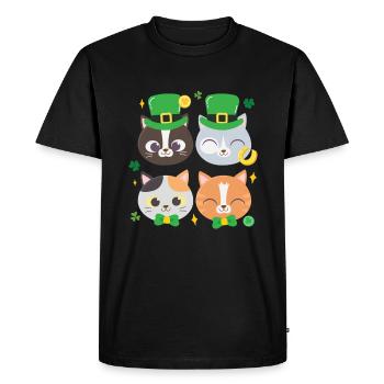 Chat Chaton Fête de la Saint-Patrick - T-shirt Premium bio Homme - noir - Devant - Nico (187cm)
