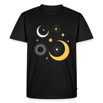 Univers des étoiles du soleil et de la lune - T-shirt Premium bio Homme - noir - Devant - Nico (187cm)