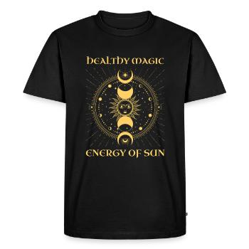 Univers Soleil Lune Magique Santé - T-shirt Premium bio Homme - noir - Devant - Nico (187cm)