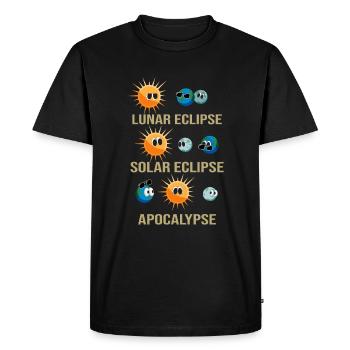 Drôle de lune et d’éclipse solaire - T-shirt Premium bio Homme - noir - Devant - Nico (187cm)