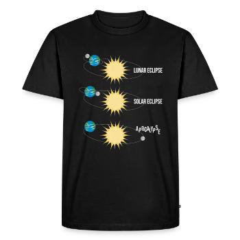 Drôle de lune et d’éclipse solaire - T-shirt Premium bio Homme - noir - Devant - Nico (187cm)