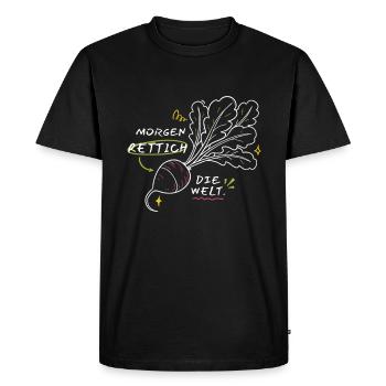 Radis du matin Le dicton de radis du monde - T-shirt Premium bio Homme - noir - Devant - Nico (187cm)