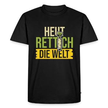 Aujourd’hui, radis, le dicton du radis du monde - T-shirt Premium bio Homme - noir - Devant - Nico (187cm)