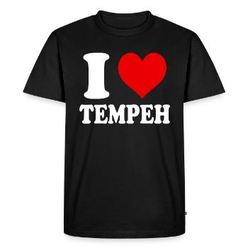 J’aime le tempeh Végétalien Nourriture végétale Drôle de coeur - T-shirt Premium bio Homme - noir - Devant - Nico (187cm)