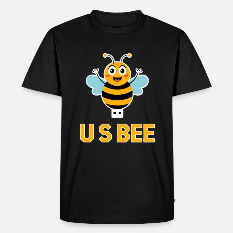USBEE Biene Mit USB Stick - Männer Premium Bio T-Shirt - Schwarz