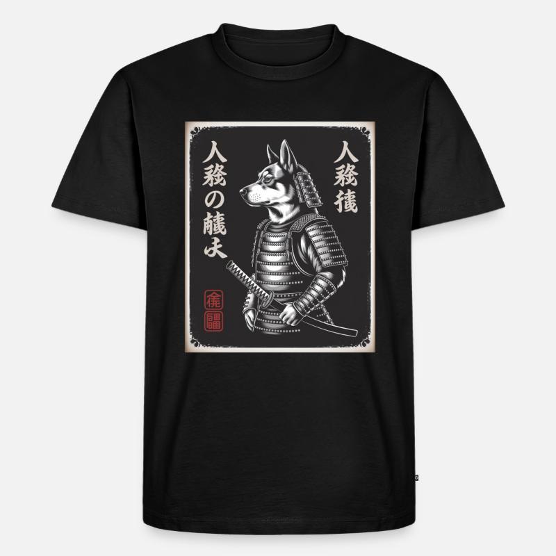 Hunde Samurai Im Japanischen Ukiyo-e - Männer Premium Bio T-Shirt - Schwarz
