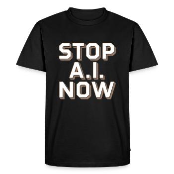 Stop Ai Now against AI - Men's Premium Organic T-Shirt - black - Front - Nico (187cm)