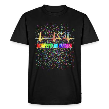 EKG Kurve - Herzkurve - Puls - Karneval - Konfetti - Männer Premium Bio T-Shirt - Schwarz - Vorne - Nico (187cm)