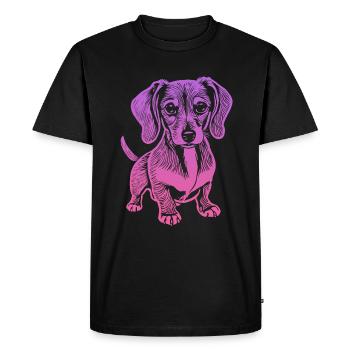 Teckel, mon fidèle compagnon - chiot - T-shirt Premium bio Homme - noir - Devant - Nico (187cm)