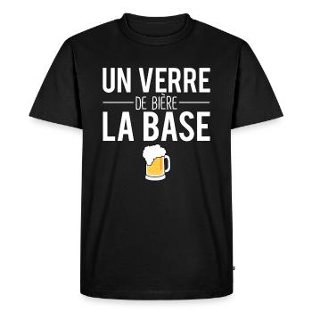 Une verre de bière la base mousse pression humour - T-shirt Premium bio Homme - noir - Devant - Nico (187cm)