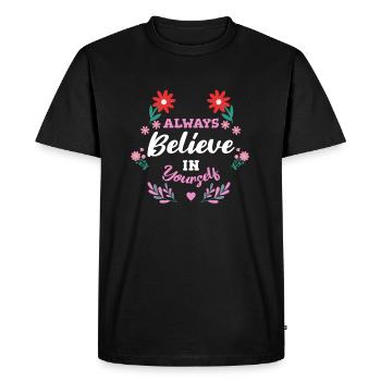 Croyez toujours en vous - T-shirt Premium bio Homme - noir - Devant - Nico (187cm)