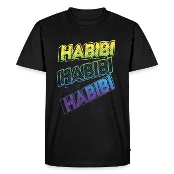 Effet de texte 3D - Habibi - T-shirt Premium bio Homme - noir - Devant - Nico (187cm)