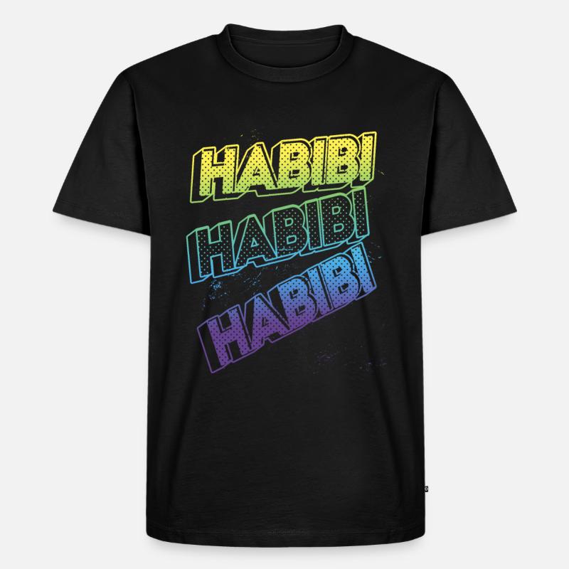 3D-Text Effect - Habibi - Männer Premium Bio T-Shirt - Schwarz