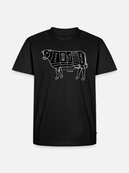Funny Beef Cuts Chart I BBQ Butcher - Men's Premium Organic T-Shirt - black