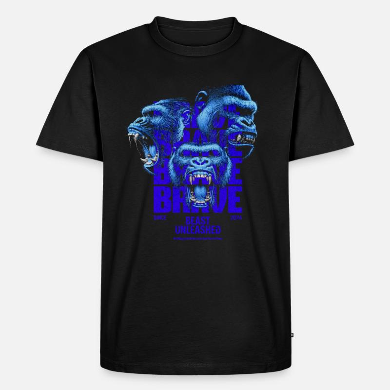 Brave Beast Unleashed - Männer Premium Bio T-Shirt - Schwarz