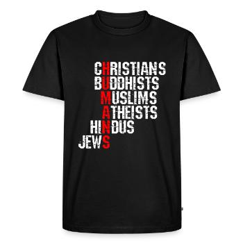 Humans - Religion Menschlich Frieden Liebe - Männer Premium Bio T-Shirt - Schwarz - Vorne - Nico (187cm)
