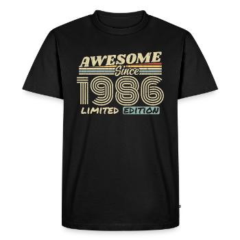 Vintage 1986 Rétro - Cadeau D’anniversaire 1986 - T-shirt Premium bio Homme - noir - Devant - Nico (187cm)