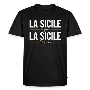 La sicile un jour la sicile toujours sicilien - T-shirt Premium bio Homme - noir - Devant - Nico (187cm)