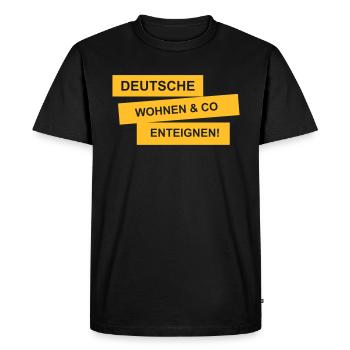 Deutsche Wohnen enteignen - Männer Premium Bio T-Shirt - Schwarz - Vorne - Nico (187cm)