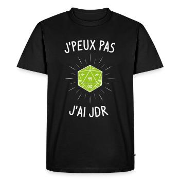J'peux pas j'ai jeux de rôles (JDR) - T-shirt Premium bio Homme - noir - Devant - Nico (187cm)