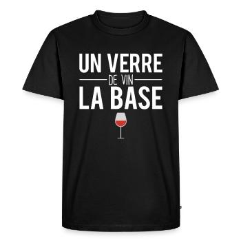 Un verre de vin la base alcool apéro humour - T-shirt Premium bio Homme - noir - Devant - Nico (187cm)