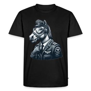 Cute Horse Pilot - Men's Premium Organic T-Shirt - black - Front - Nico (187cm)