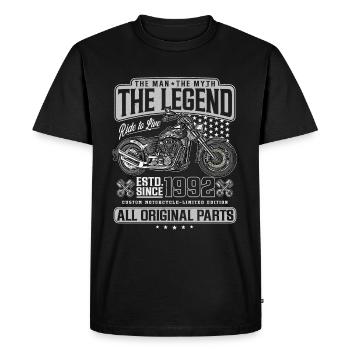 1992 Vintage Man Myth Legend Moto Motard - T-shirt Premium bio Homme - noir - Devant - Nico (187cm)