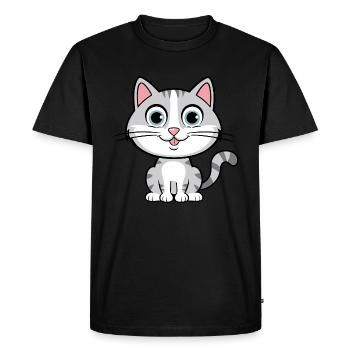 Chat mignon - T-shirt Premium bio Homme - noir - Devant - Nico (187cm)