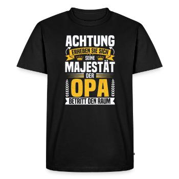 witzige Opa Sprüche Achtung seine Majestät der Opa - Männer Premium Bio T-Shirt - Schwarz - Vorne - Nico (187cm)