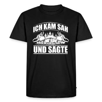WOODEN SAW CHAINSAW GIFT FOREST FÖRSTER PROFESSION - Men's Premium Organic T-Shirt - black - Front - Nico (187cm)