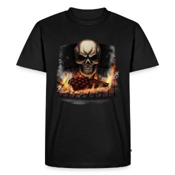 Barbeque grill meat barbeque skull gift - Men's Premium Organic T-Shirt - black - Front - Nico (187cm)