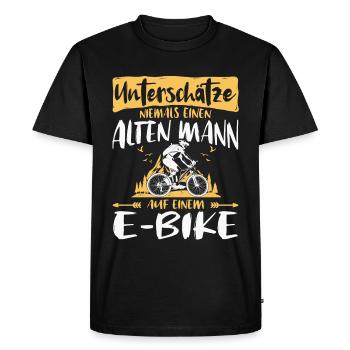 Unterschaetze Mann E Bike E-Bike Fahrrad - Männer Premium Bio T-Shirt - Schwarz - Vorne - Nico (187cm)