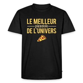 Le Meilleur Pizzaïolo De L'Univers Métier Humour - T-shirt Premium bio Homme - noir - Devant - Nico (187cm)