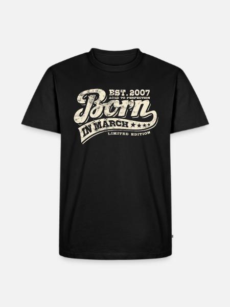 Born in March 2007 - Birthday - Gift - Men's Premium Organic T-Shirt - black