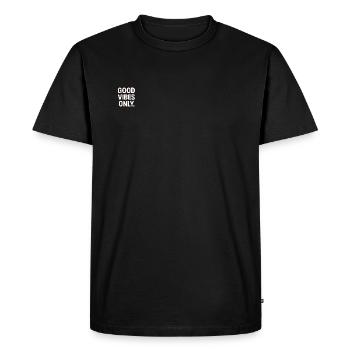 Bonnes vibes uniquement - Contraste néon - T-shirt Premium bio Homme - noir - Devant - Nico (187cm)
