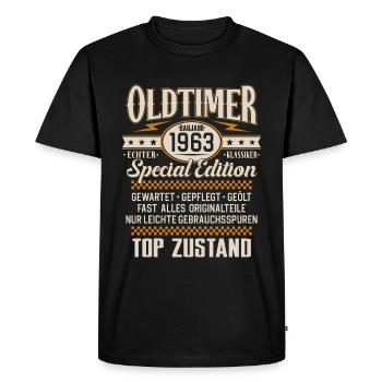 Oldtimer Baujahr Jahrgang 1963 Geburtstag Geschenk - Männer Premium Bio T-Shirt - Schwarz - Vorne - Nico (187cm)