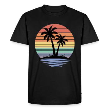Tropical Island Palm Trees Beach Vacances d’été - T-shirt Premium bio Homme - noir - Devant - Nico (187cm)