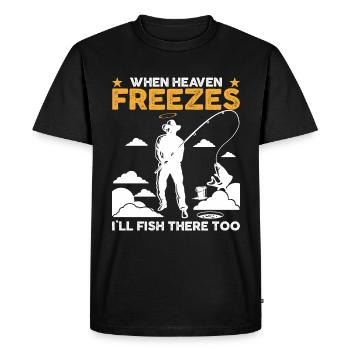 Funny fishing sky - Men's Premium Organic T-Shirt - black - Front - Nico (187cm)
