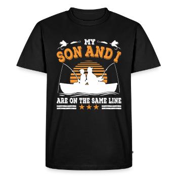 Pêcheur Père Fils - T-shirt Premium bio Homme - noir - Devant - Nico (187cm)