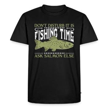 Pêche au saumon - T-shirt Premium bio Homme - noir - Devant - Nico (187cm)