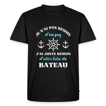 besoin psy bateau homme humour capitaine drole - T-shirt Premium bio Homme - noir - Devant - Nico (187cm)