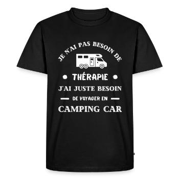 thérapie camping car humour camping cariste papy - T-shirt Premium bio Homme - noir - Devant - Nico (187cm)
